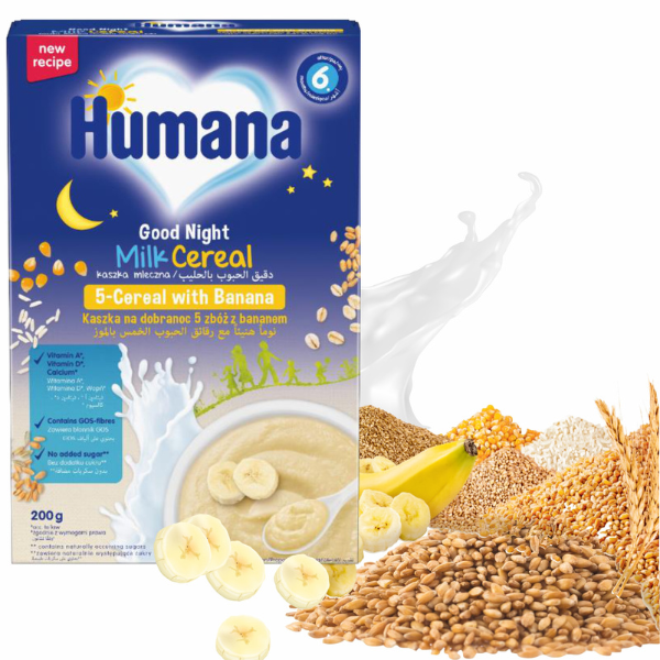 Cereale Noapte Buna cu Lapte si Banane 6+ luni, Humana | 200 g