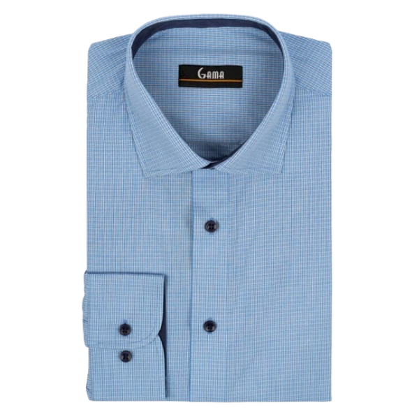 Camasa barbati 24-1918 Slim Fit, bleu/carouri alb si bleumarin, Gama | marimea 43/44