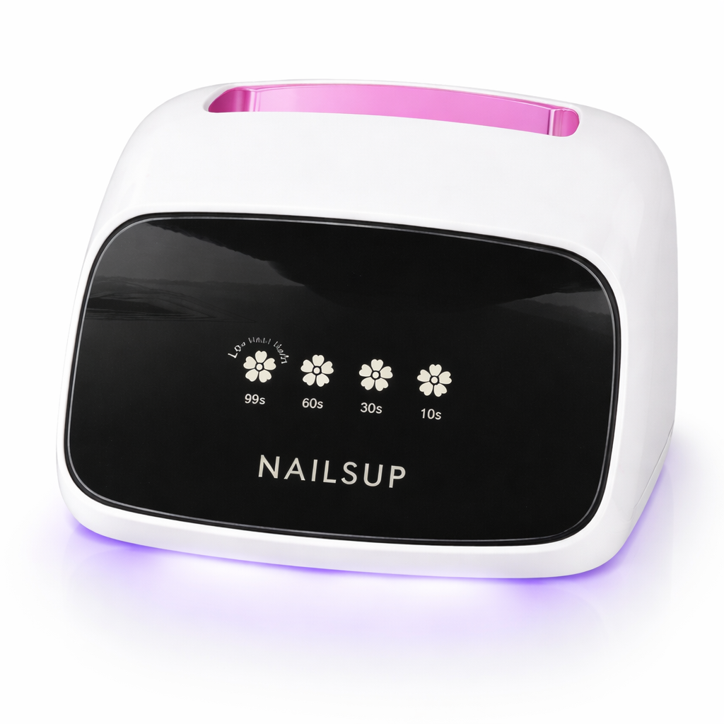 Lampă NAILSUP UV/LED Profesională 288W Reîncărcabilă, 66 LED-uri, Compatibilă cu Toate Materialele Tehnice, Alb cu Accent Roz