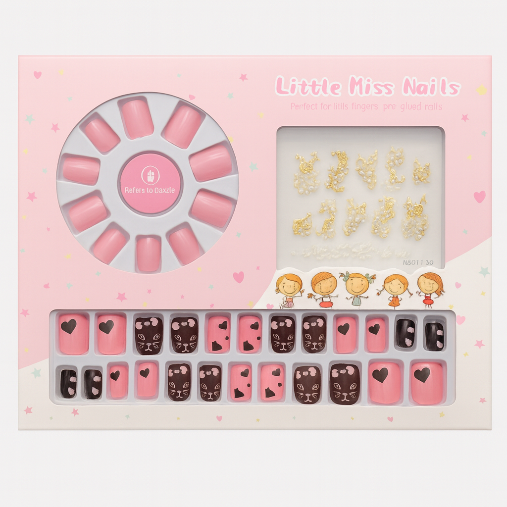 Set 48 Unghii Copii False Press On Kitty Love HK001