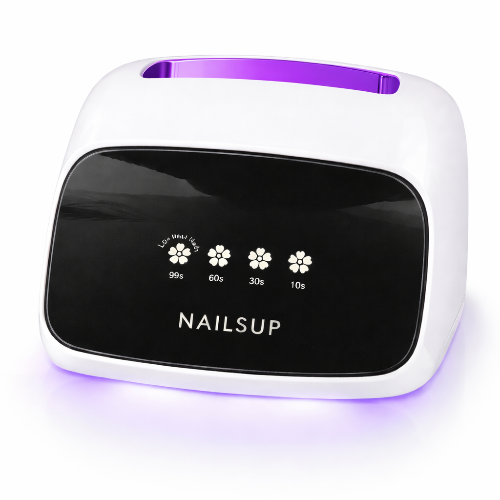 Lampă NAILSUP UV/LED Profesională 288W Unghii Reîncărcabilă, 66 LED-uri, Compatibilă cu Toate Materialele Tehnice, Alb cu Accent Mov