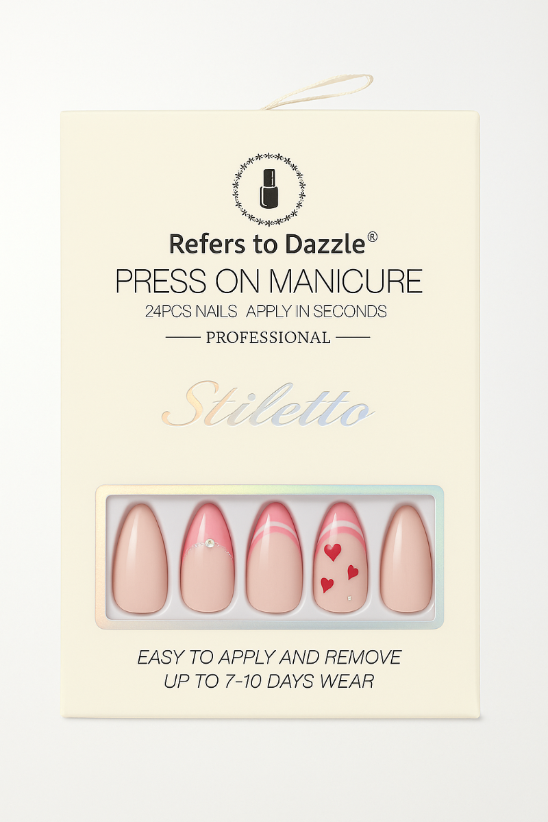 Set 24 Unghii False Stiletto Press On Romantic Pink C005