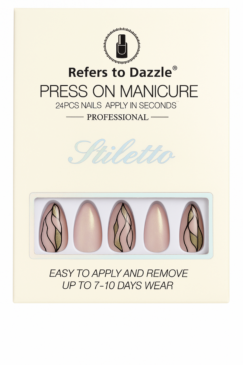 Set 24 Unghii False Stiletto Nude Press On C004