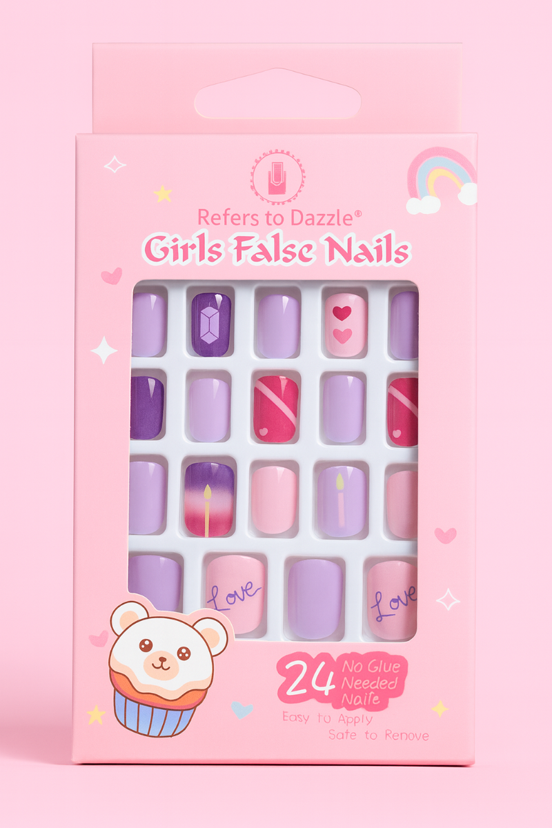 Set 24 Unghii False Press On Love & Hearts CM27
