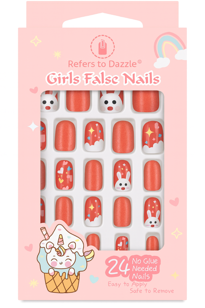 Set 24 Unghii False Press On Bunny & Hearts CM44A
