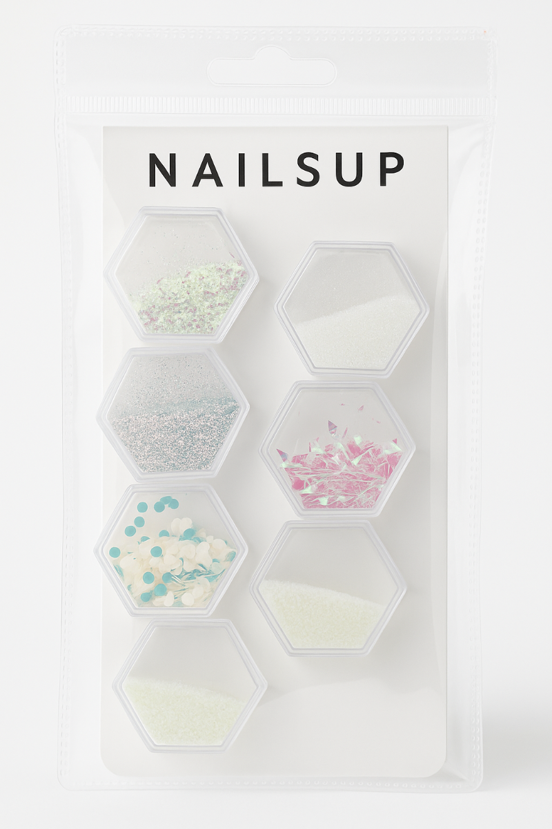 Set 6 Nail Art NailsUp Glitter & Flake