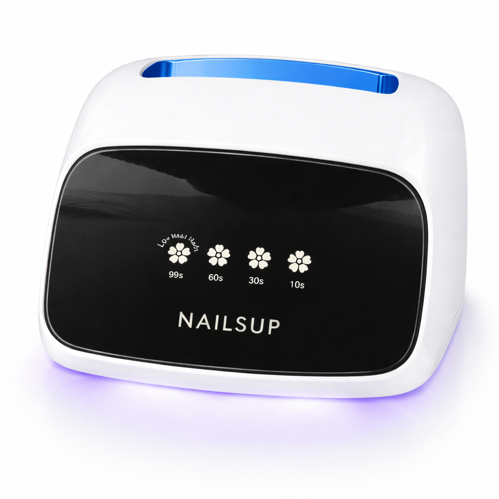 Lampă NAILSUP UV/LED Profesională 288W Unghii Reîncărcabilă, 66 LED-uri, Compatibilă cu Toate Materialele Tehnice, Alb cu Accent Albastru