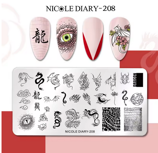Matrita metalica stampila unghii Nicole Diary 208