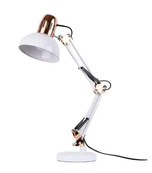Lampa profesionala pentru masa de manichiura sau pentru birou, cu suport,  reglabila, culoare alb/bronz