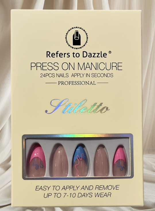 Set 24 Unghii False Stiletto Press On Artistic Nude B009