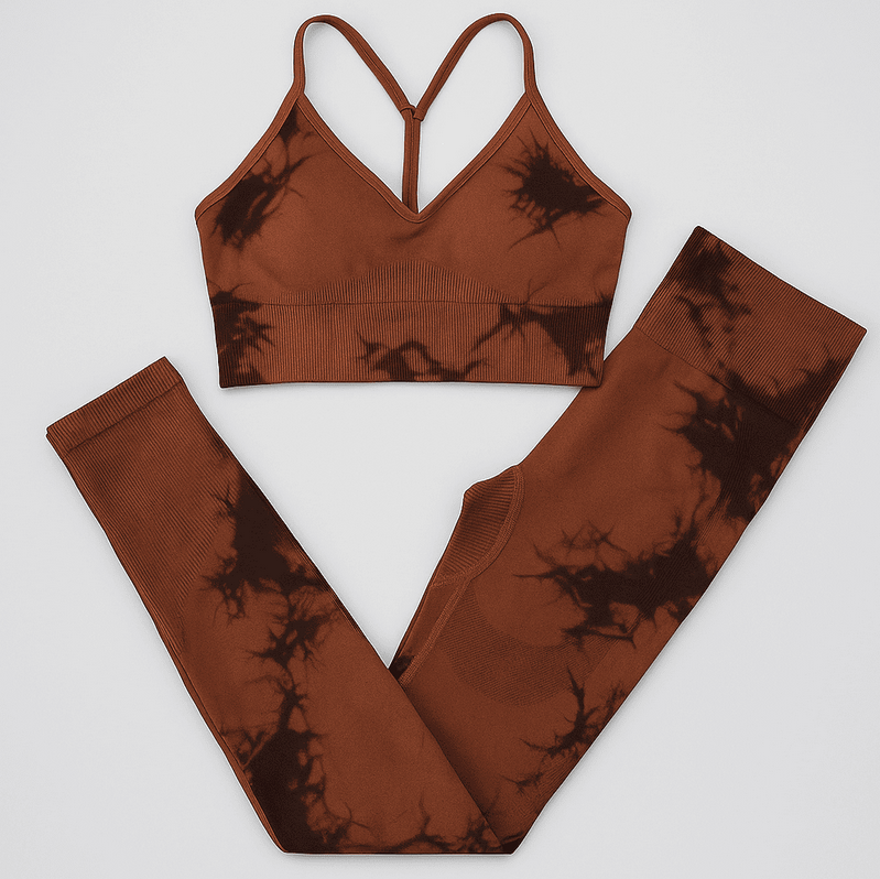 Set pentru Sala Coffee/Black 2 piese, Colant si Bustiera, Model Tie-Dye - S, MIX15474-2153