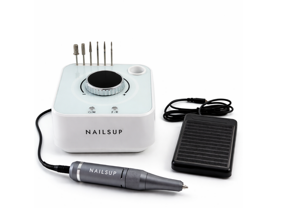 Freză Unghii Profesională NAILSUP 40000 RPM 48W Alb – Ultra Puternică pentru Tehnicieni & Salon