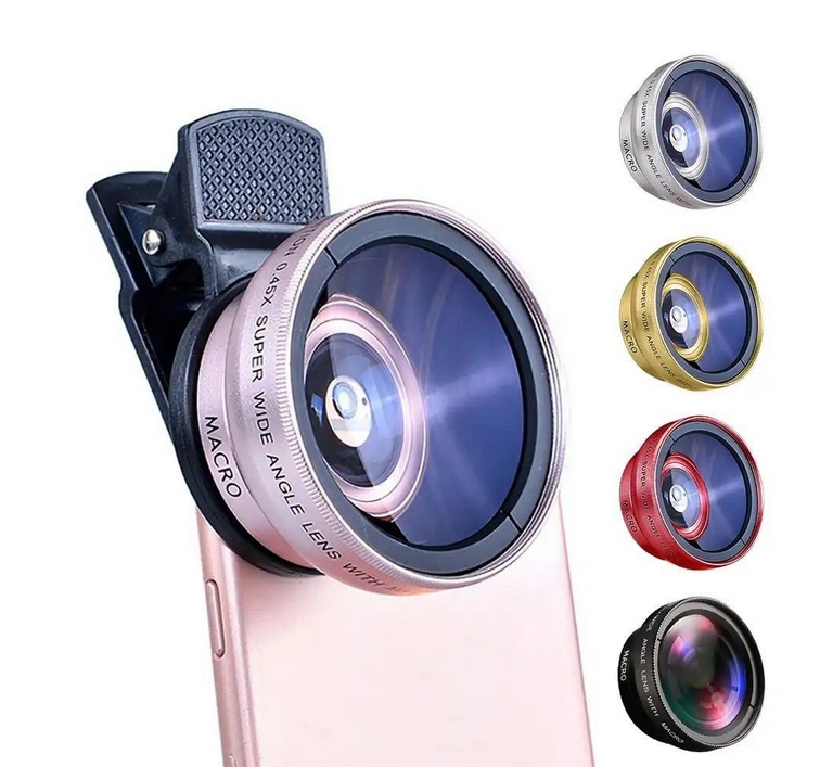 Resigilat Lentila telefon macro cu clips de prindere 37 mm 0.45X Pink