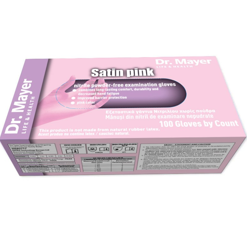 Manusi examinare nitril Satin Pink marimea XS Dr.Mayer