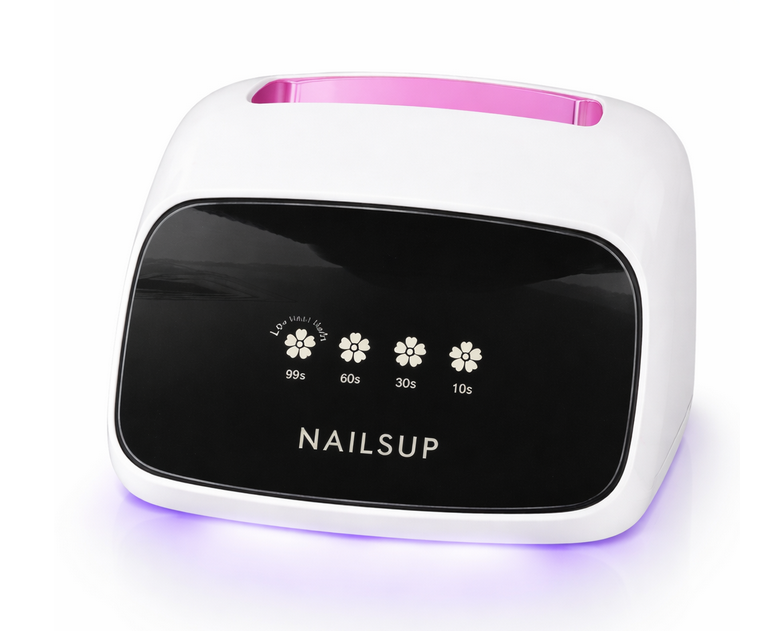 Resigilat Lampă UV/LED 288W Unghii Profesională NAILSUP – Reîncărcabilă, 66 LED-uri, Compatibilă cu Toate Materialele Tehnice, Alb cu Accent Roz