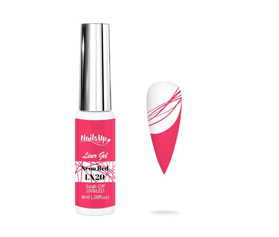 Resigilat Liner Gel , NailsUp, 8 ml LX20, Neon Red