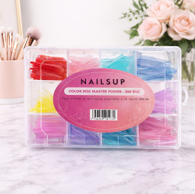 Resigilat Tipsuri Reutilizabile NAILSUP Color Box Master Forms, 288 buc