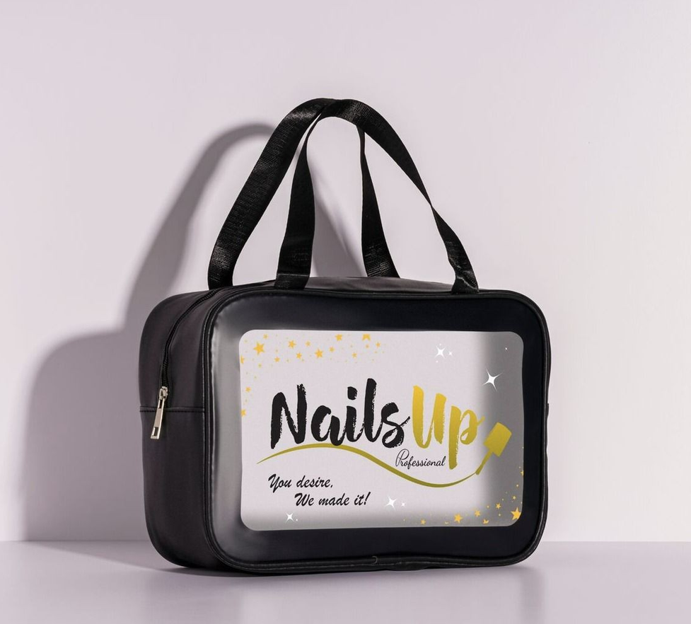 Resigilat Geanta Cosmetica Voiaj, Portfard NailsUp cu Fermoar si Maner Pentru Calatorii