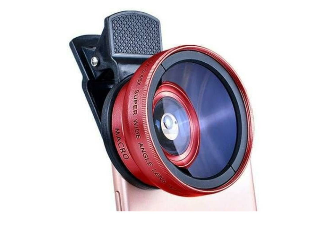 Resigilat Lentila telefon macro cu clips de prindere 37 mm 0.45X Red