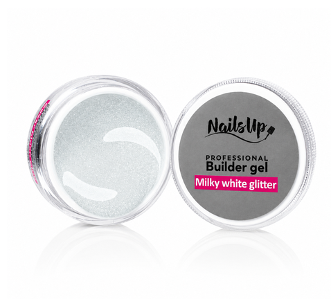 Resigilat Gel UV Constructie NAILSUP - Milky White Glitter 50g