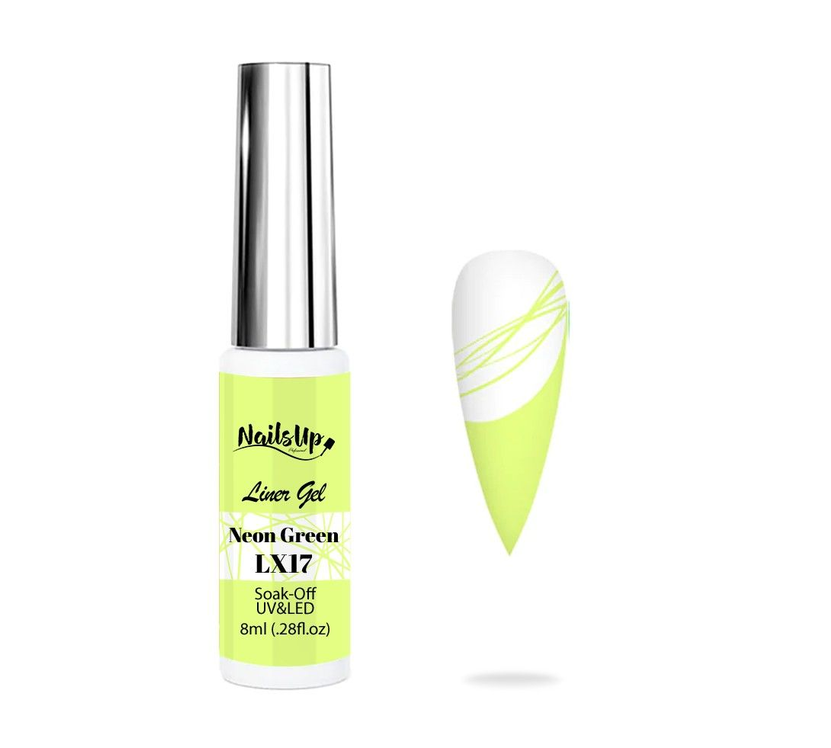 Resigilat Gel NAILSUP Liner LX17 Neon Yellow 8ml pentru Pictură, Nail Art și Linii Fine