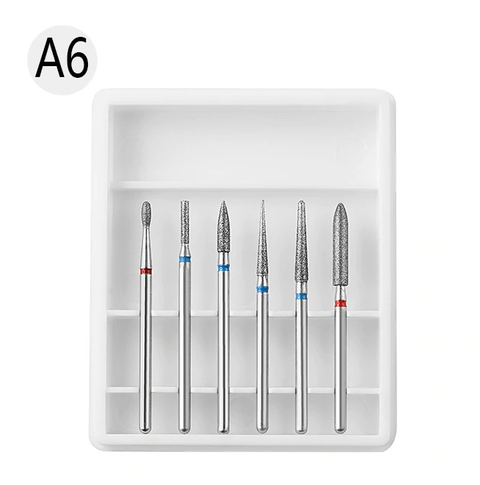 Resigilat Set 6 Capete Freza Cuticula Pedichiura Alb - A6