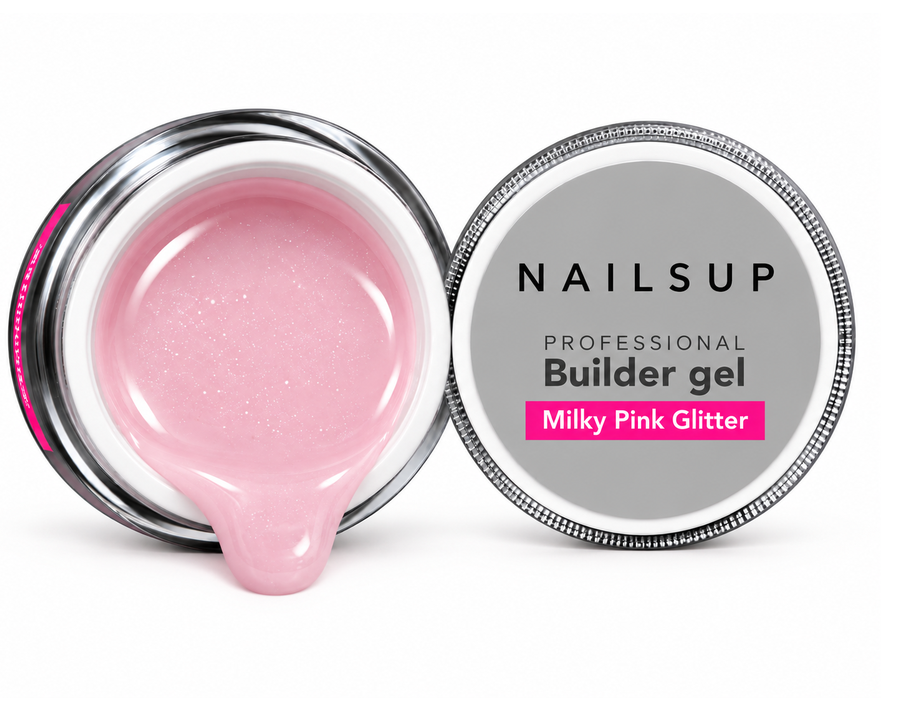 Resigilat Gel UV Constructie NAILSUP Milky Pink Glitter 50g