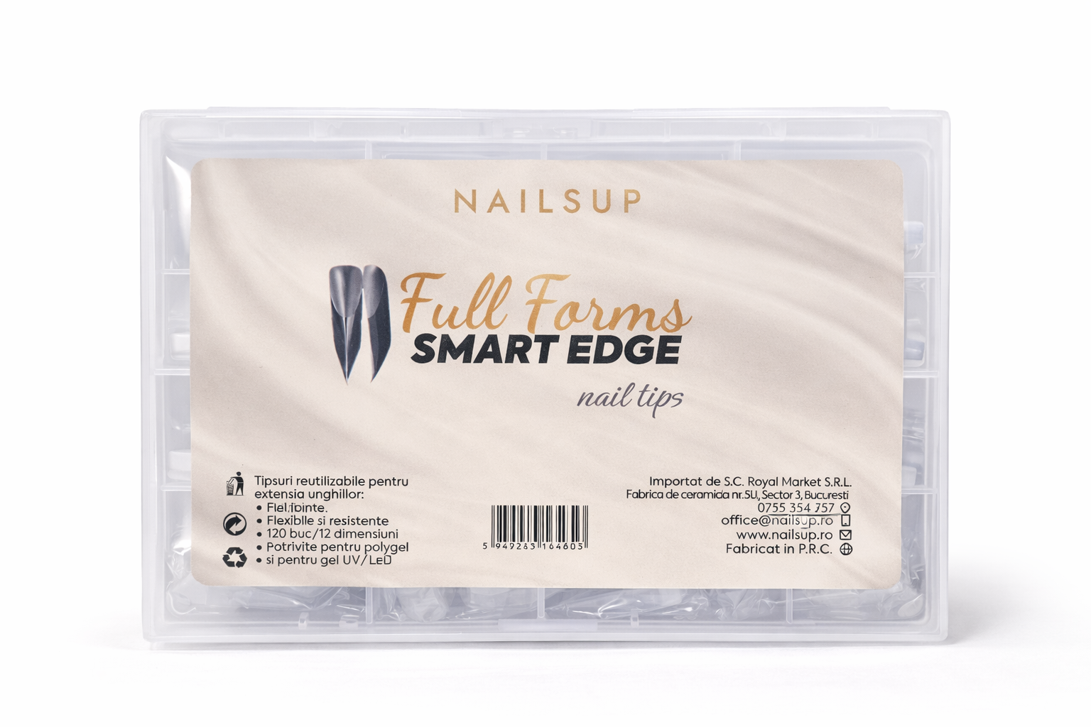 Tipsuri Reutilizabile NAILSUP Full Forms Smart Edge, 120 buc