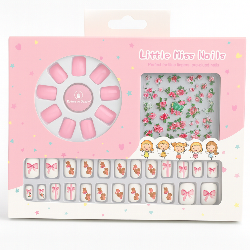 Set 48 Unghii Copii False Press On Teddy Love HK005