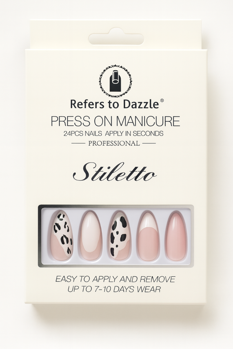 Set 24 Unghii False Stiletto Animal Print A13