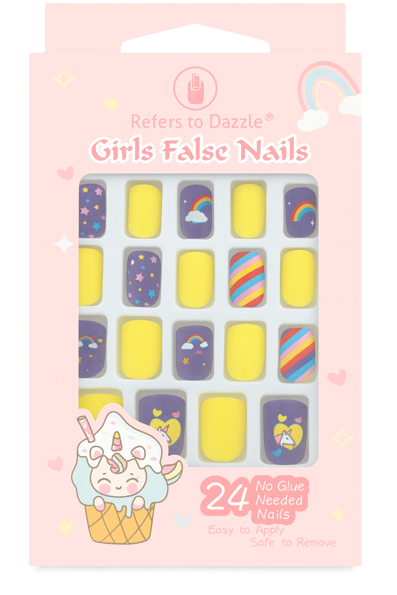 Set 24 Unghii False Press On Unicorn & Rainbow CM87