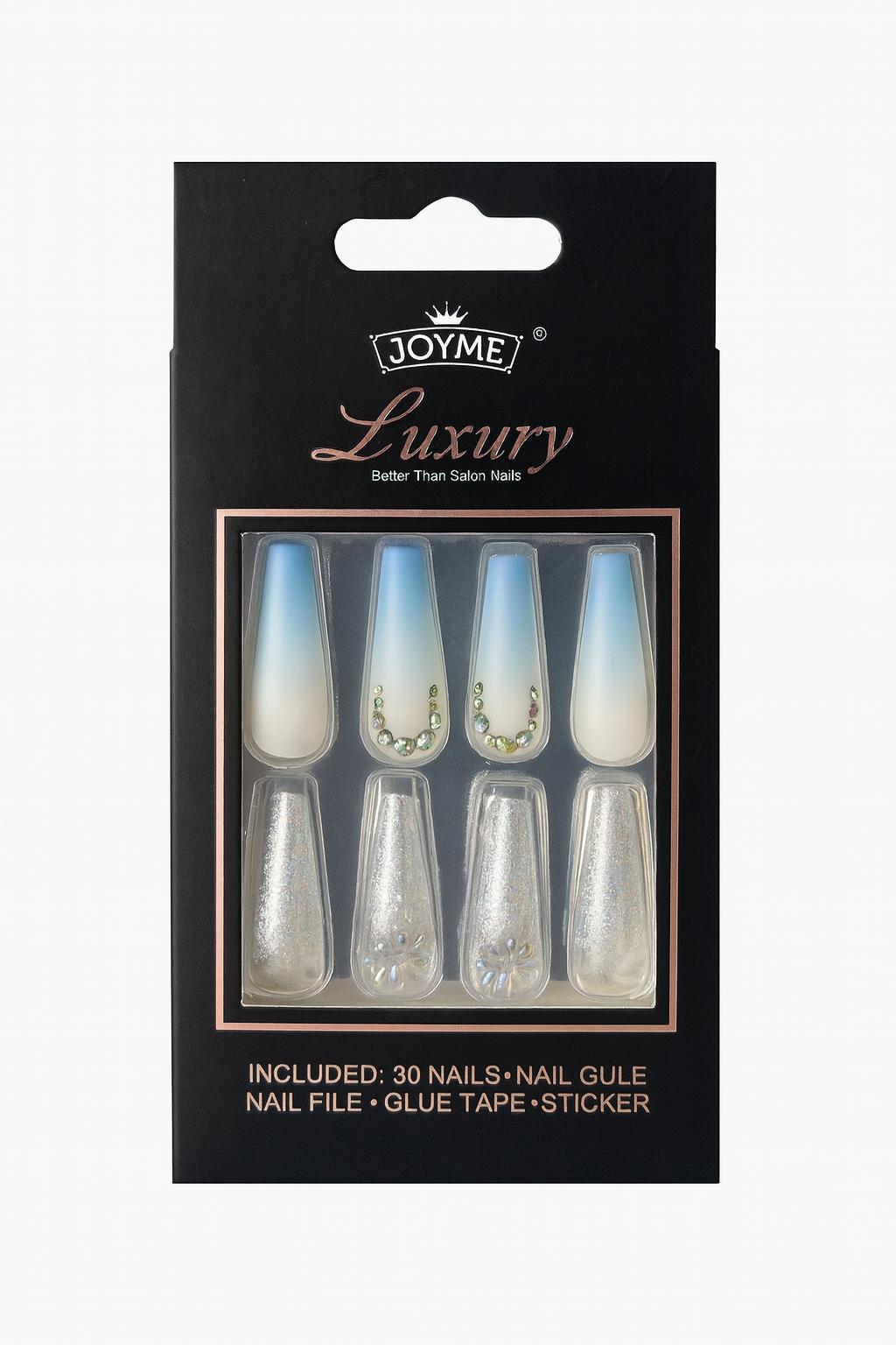 Set 30 Unghii False Balerina Press On Shiny Baby Blue E372