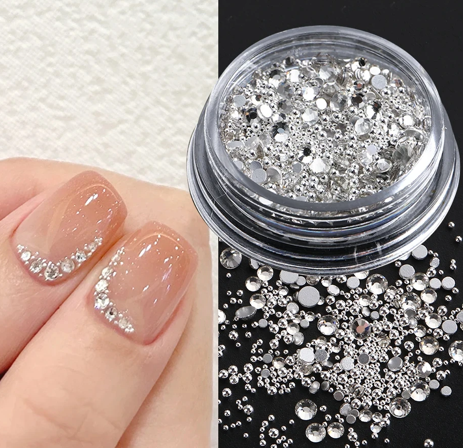 Set decoratiuni unghii cristale si caviar 010