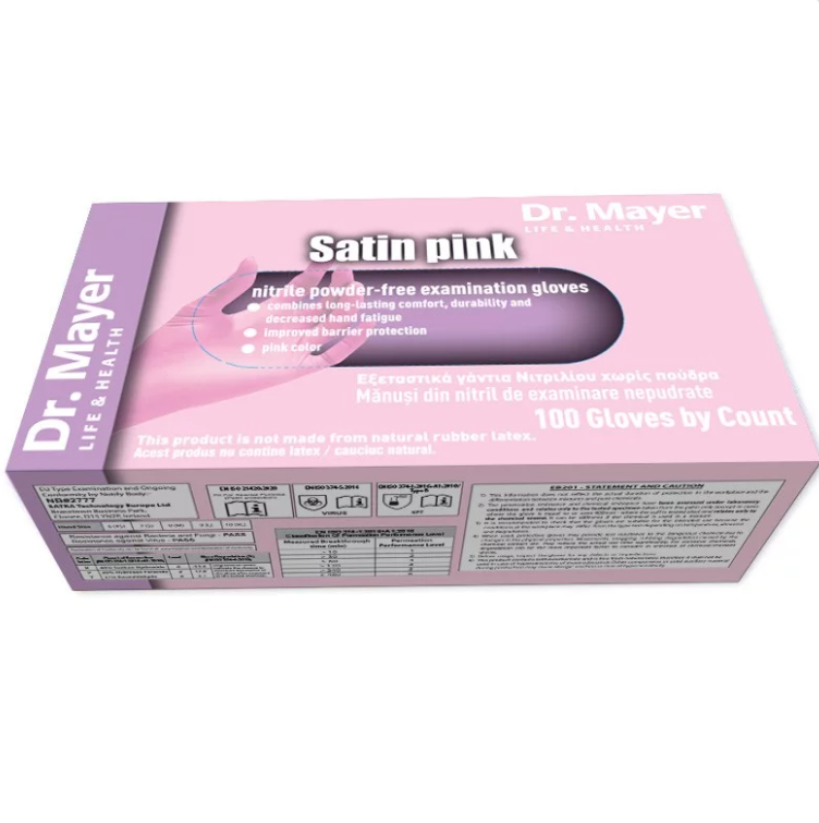 Manusi examinare nitril Satin Pink marimea S Dr. Mayer