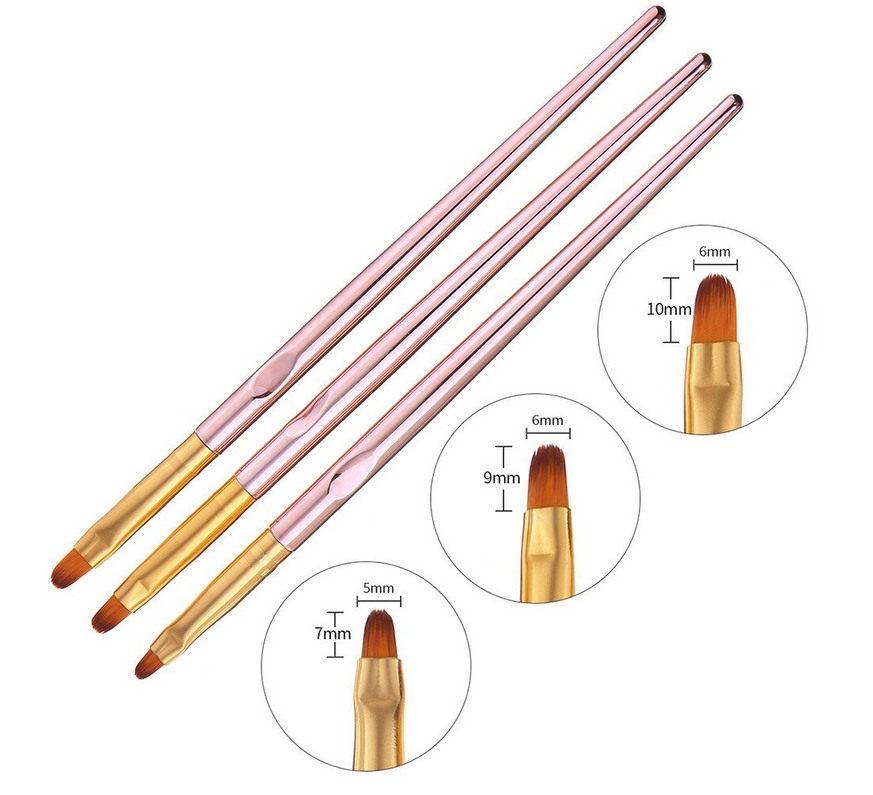 Set 3 Pensule Limba de Pisica Gold Roze