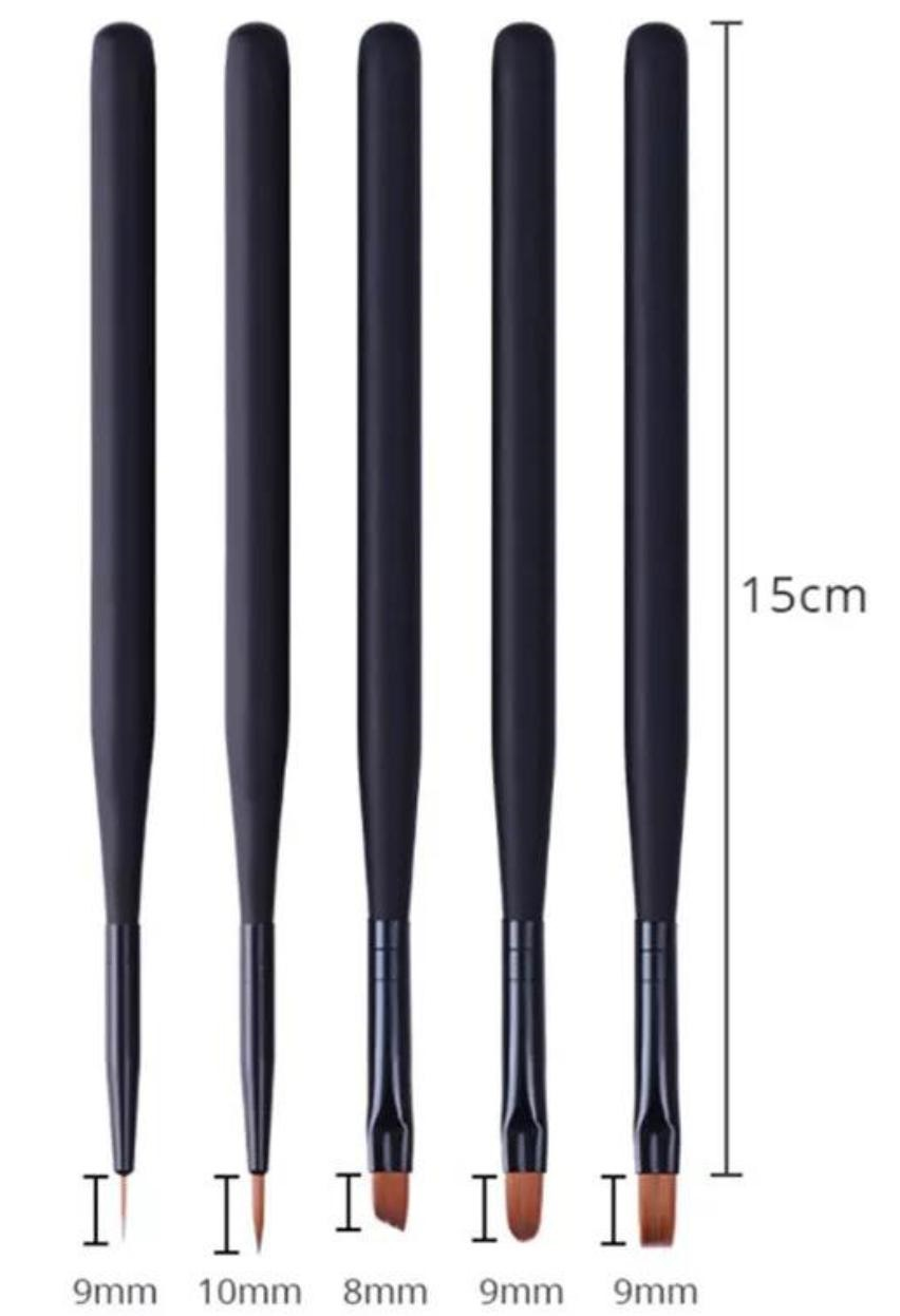 Set 5 Pensule Gel si Pictura Black