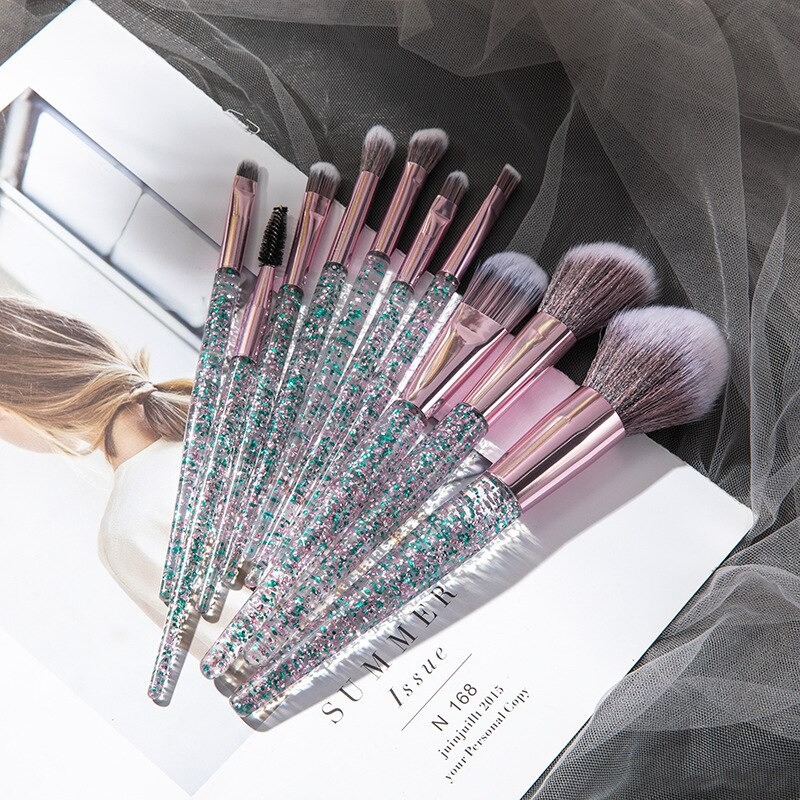 Set 10 Pensule Makeup cu Sclipici, Rose