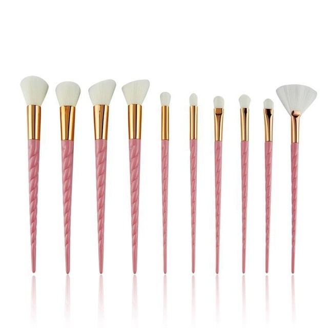 Set 10 Pensule Unicorn Pentru Machiaj, Roz - C05