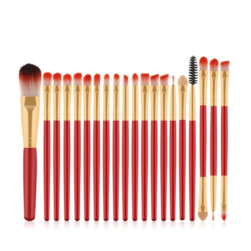 Set 20 Pensule Profesionale Pentru Machiaj, Rosu - MB01