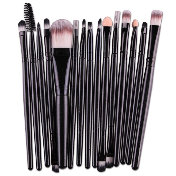Set 15 Pensule Profesionale Pentru Machiaj, Negre - AS02