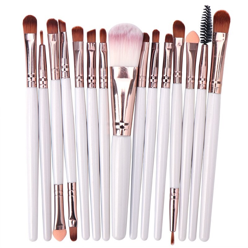 Set 15 Pensule Profesionale Pentru Machiaj, Albe - AS01