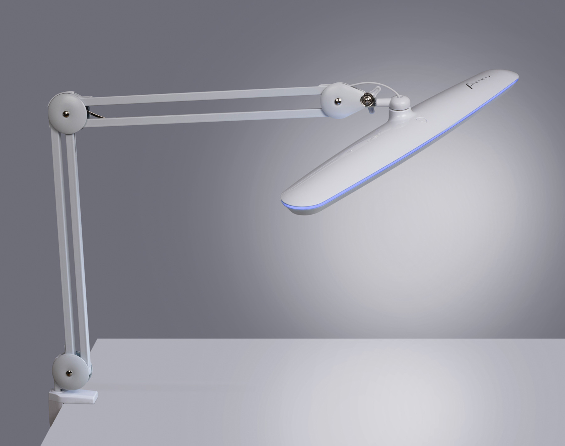 Lampă Birou LED AFINIA FLEXI – Iluminare Fără Umbre, 117 LED, Braț Reglabil, Prindere cu Menghină