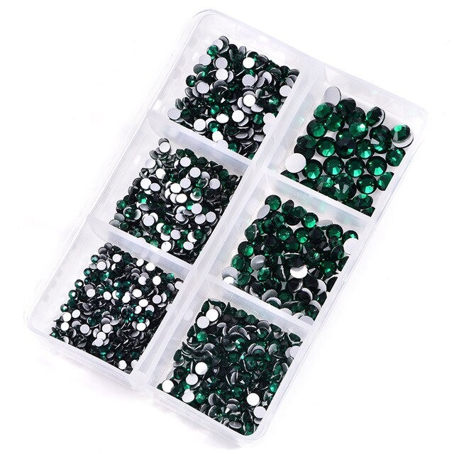Strasuri unghii diverse marimi, Green 04