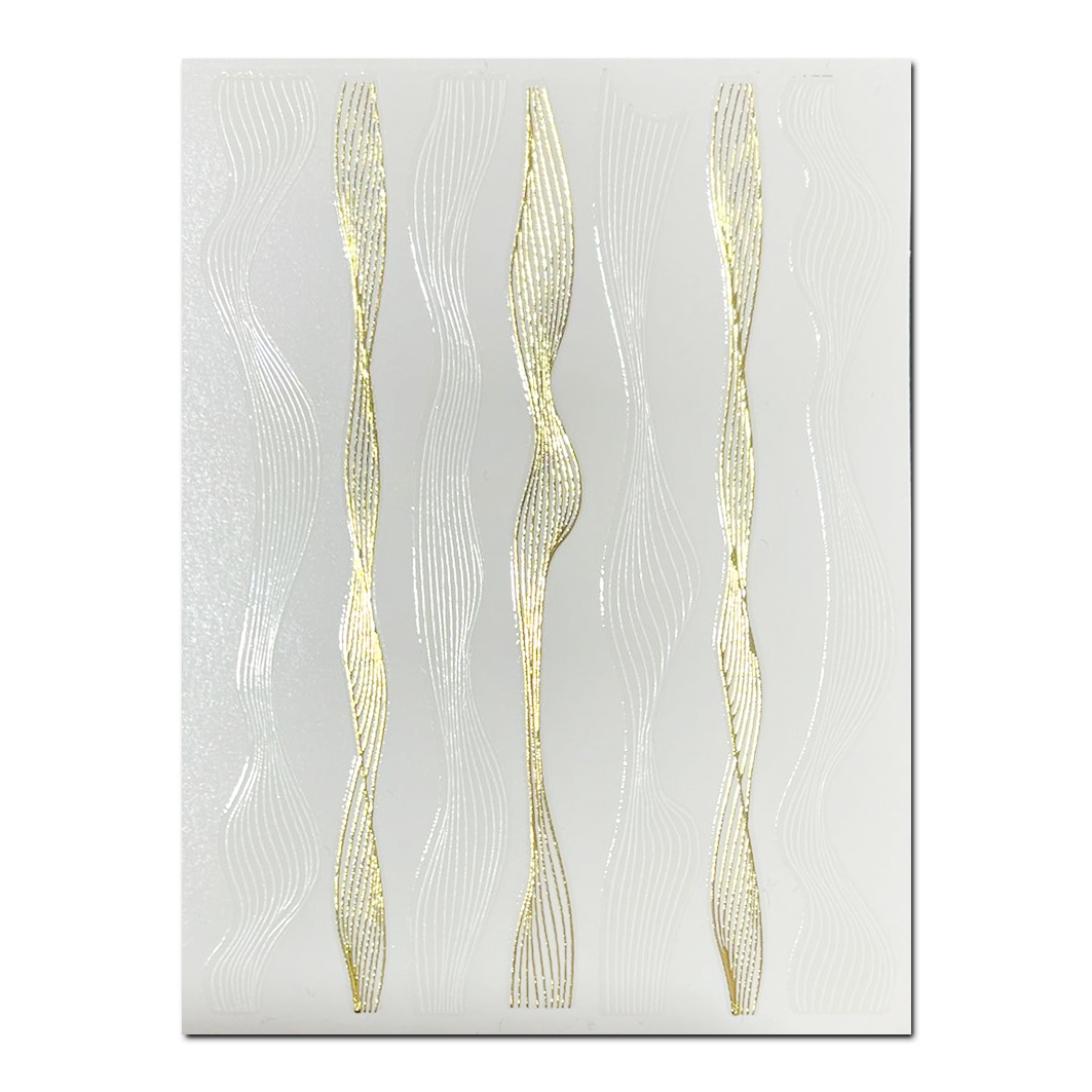Sticker decor unghii autoadeziv CB 090 Gold-White