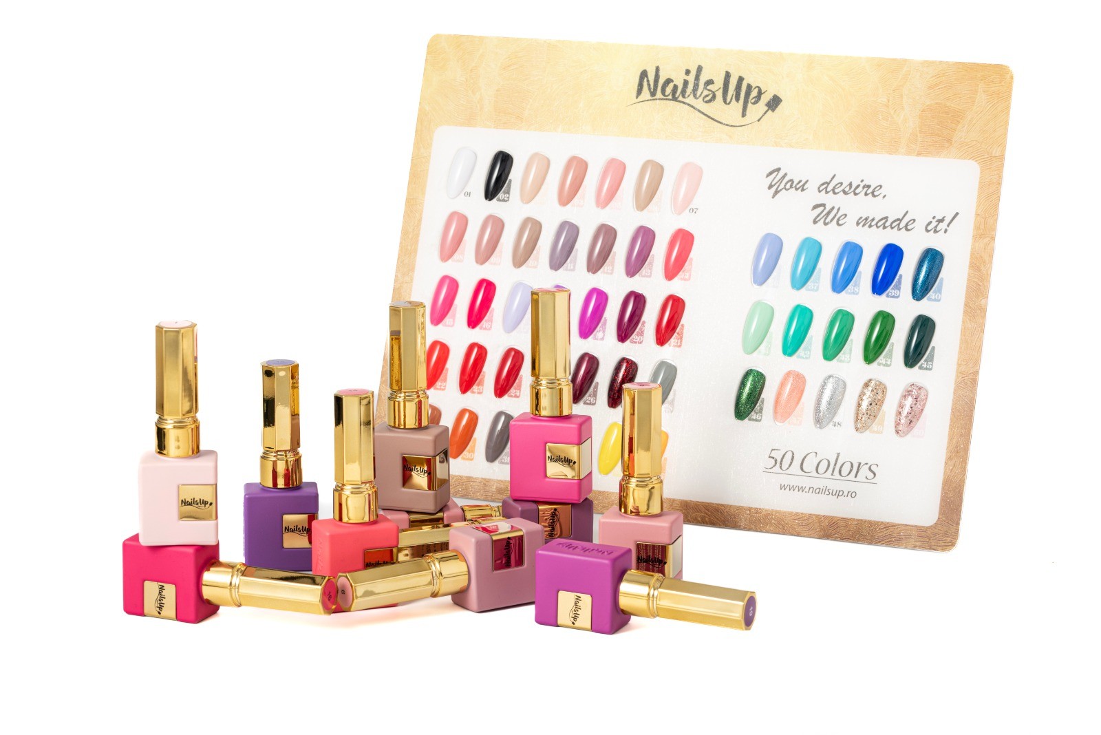 Set Ojă Semipermanentă NAILSUP Gold Is Your Reflection 50 Nuante + Cadou Catalog NAILSUP