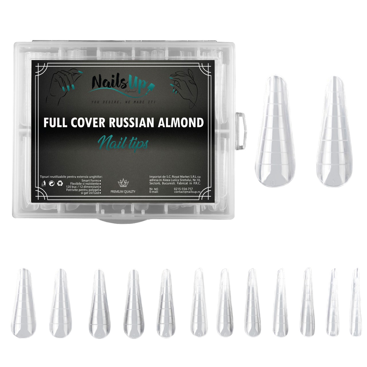 Tipsuri Reutilizabile NAILSUP Full Cover Russian Almond