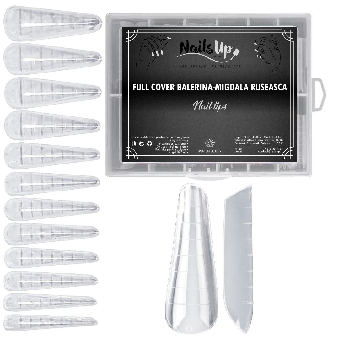 Tipsuri Reutilizabile NAILSUP Full Cover Balerina Migdala Rusească