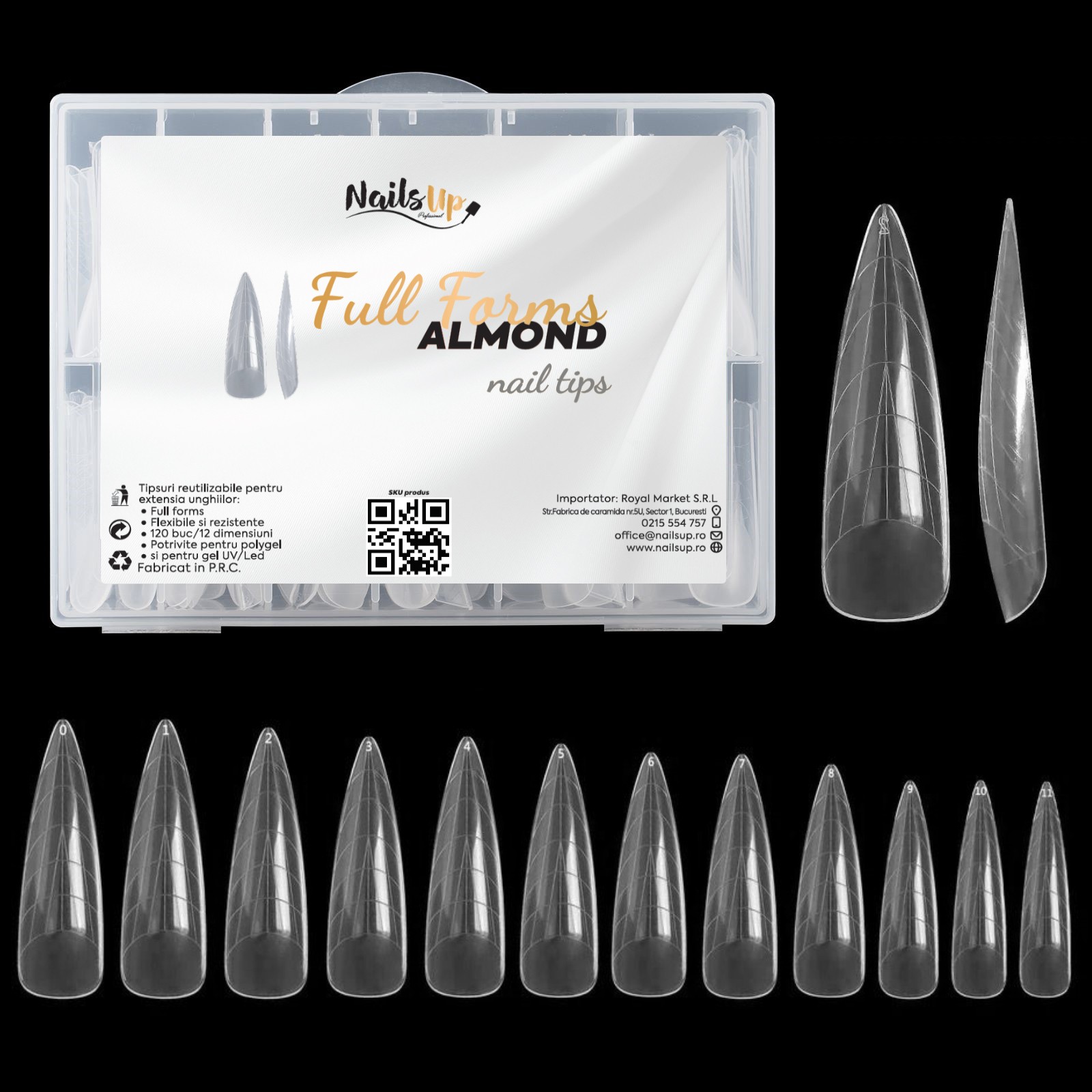 Tipsuri Reutilizabile NAILSUP Full Forms Almond, 120 buc