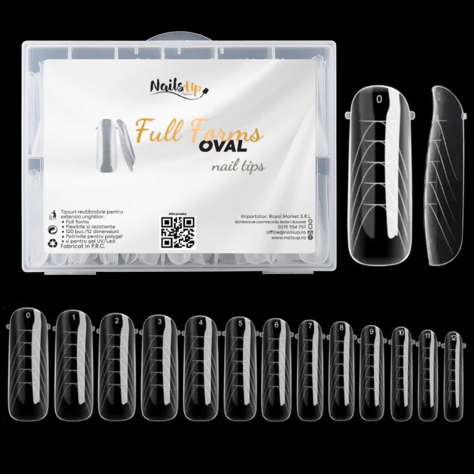 Tipsuri Reutilizabile NAILSUP Full Forms Oval, 120 buc
