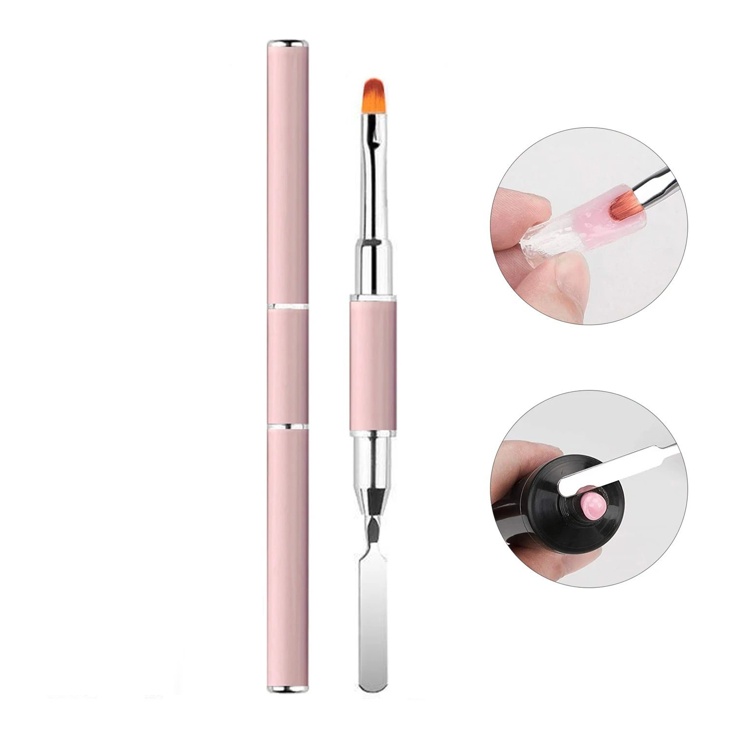 Pensula dubla polygel NailsUp Pink